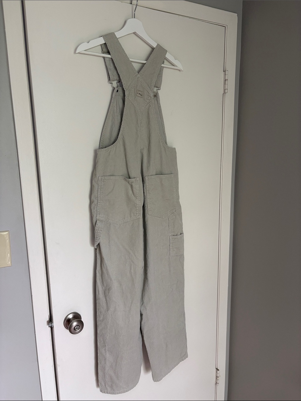 VINTAGE Old Navy Cream Corduroy Overalls Size XS Ribbed Retro Cotton - Picture 6 of 6